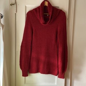 Red turtleneck alpaca sweater